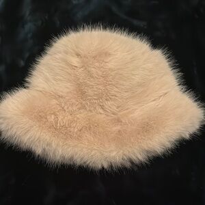 Chic Beige Faux Fur Bucket Hat